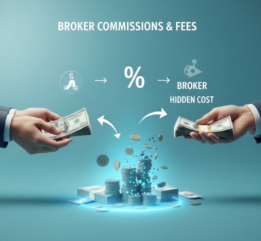 Detailed commission fee breakdown in CFD account showing hidden costs